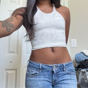 Women's White Lace Halter Top